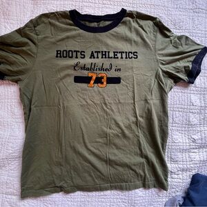 Roots Olive Graphic Tee with Black Trim